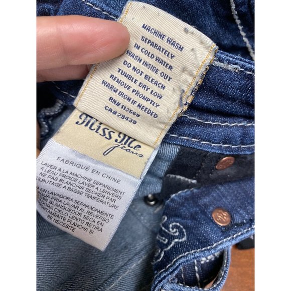 Miss me Signature cropped Junior Jeans pants embroidery pockets size 25 - Picture 9 of 12